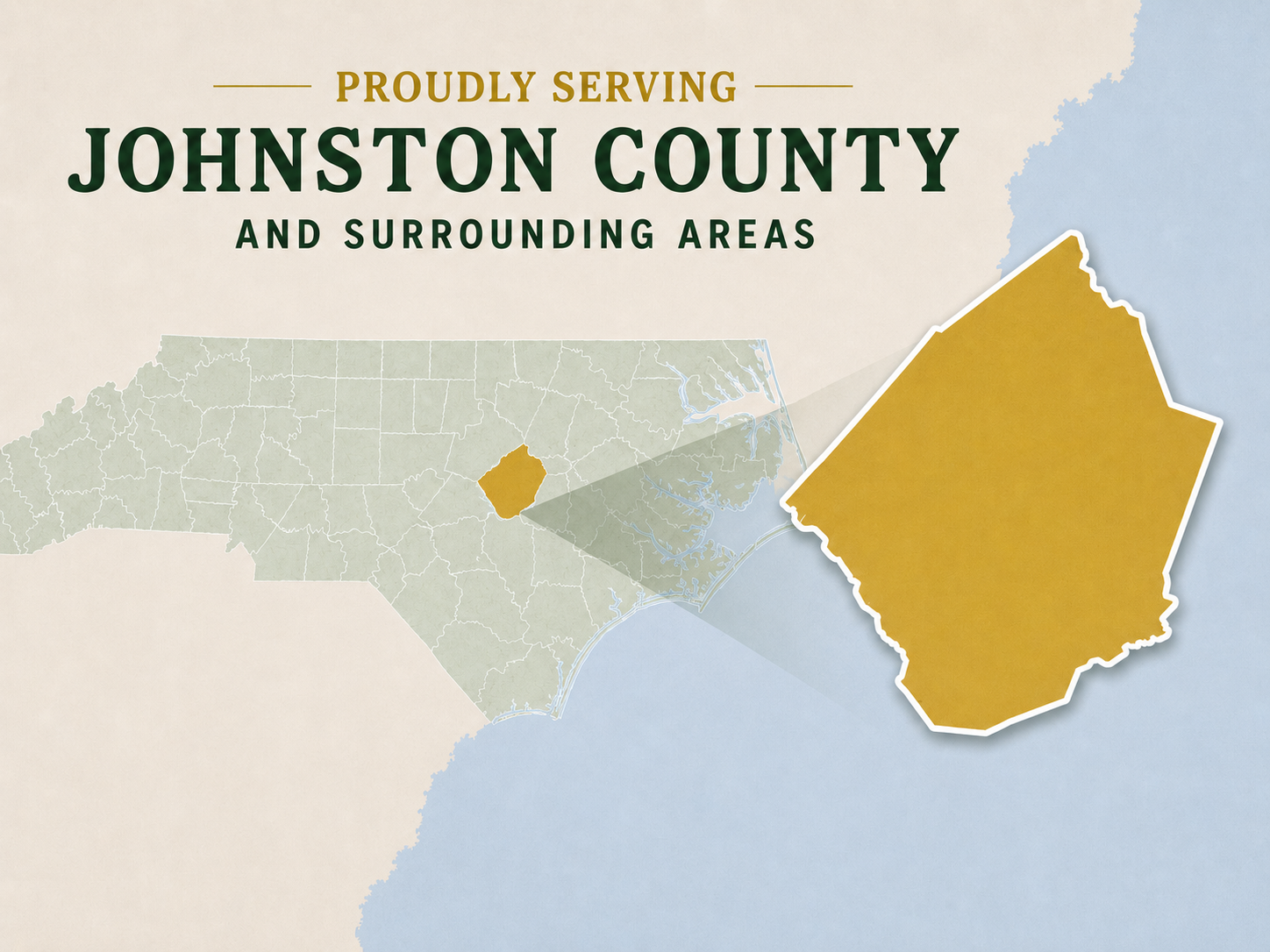 Map showing H.T. Medlin Propane service area in Johnston County, North Carolina